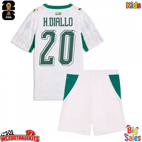 Senegal Habib Diallo #20 Replica Home Stadium Kit for Kids World Cup 2026 Short Sleeve (+ pants)